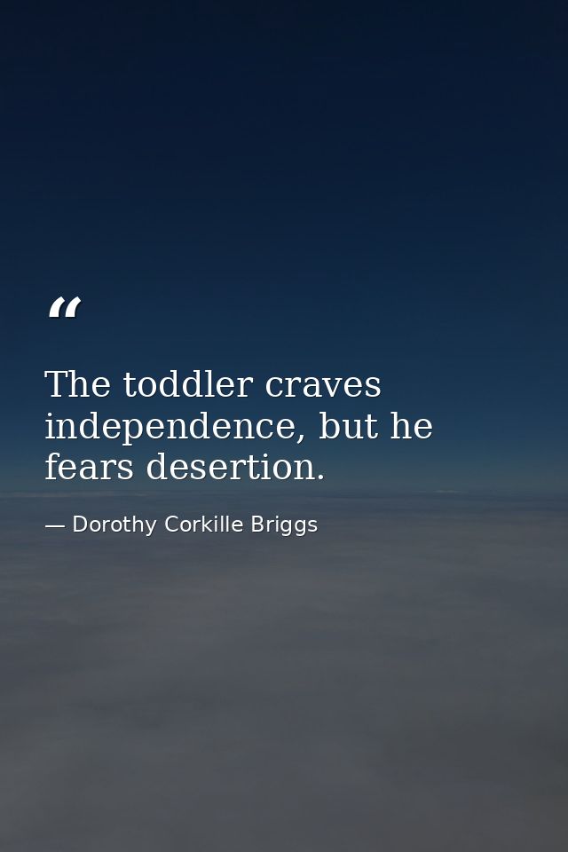 The toddler craves independence, but he fears desertion. — Dorothy Corkille Briggs
