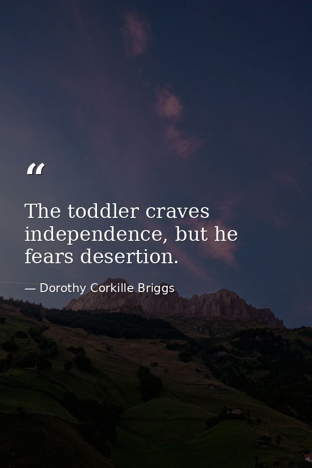 The toddler craves independence, but he fears desertion. — Dorothy Corkille Briggs
