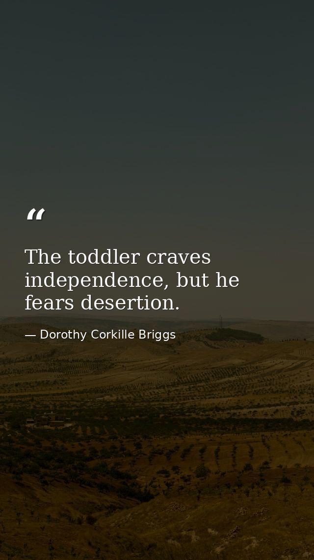The toddler craves independence, but he fears desertion. — Dorothy Corkille Briggs