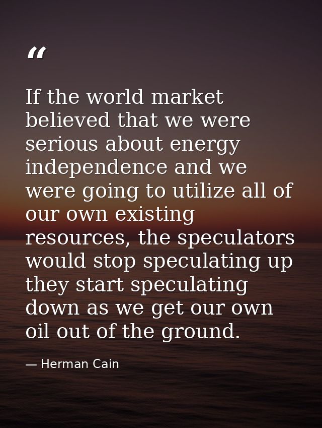 If the world market believed that we were serious about energy independence and we were going to utilize all of our own  — Herman Cain
