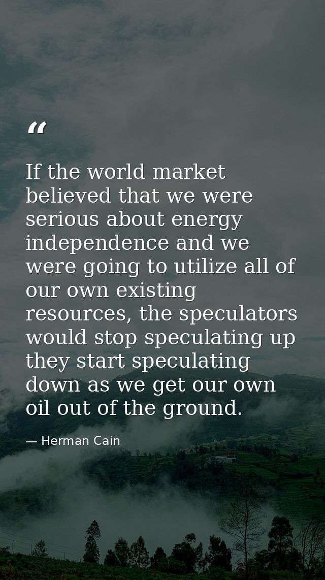 If the world market believed that we were serious about energy independence and we were going to utilize all of our own  — Herman Cain