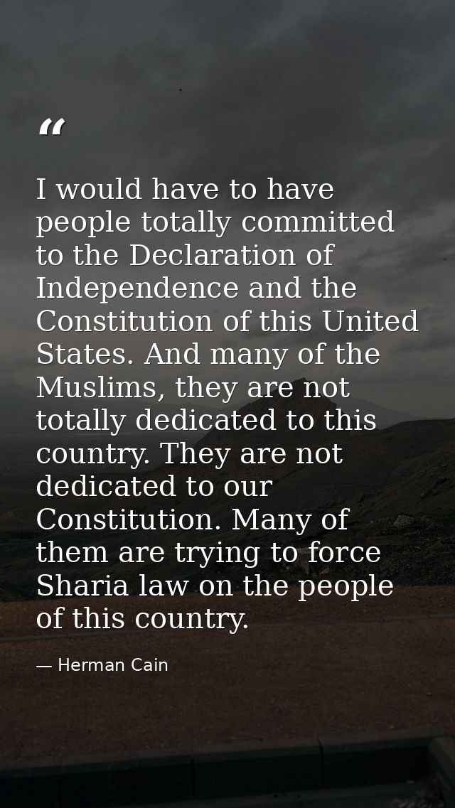 I would have to have people totally committed to the Declaration of Independence and the Constitution of this United Sta — Herman Cain