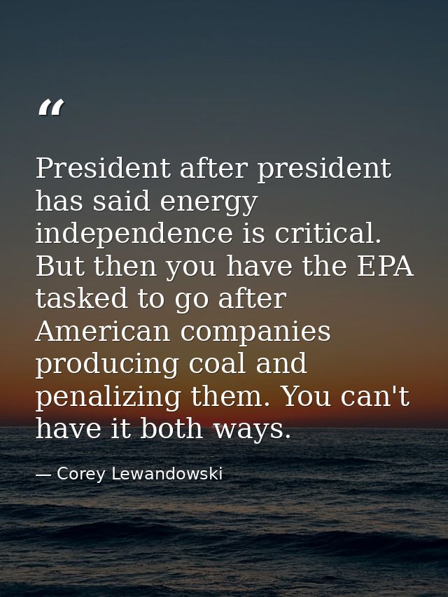 President after president has said energy independence is critical. But then you have the EPA tasked to go after America — Corey Lewandowski