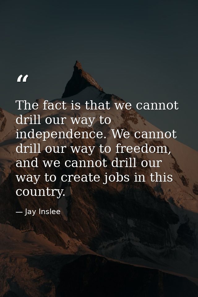 The fact is that we cannot drill our way to independence. We cannot drill our way to freedom, and we cannot drill our wa — Jay Inslee