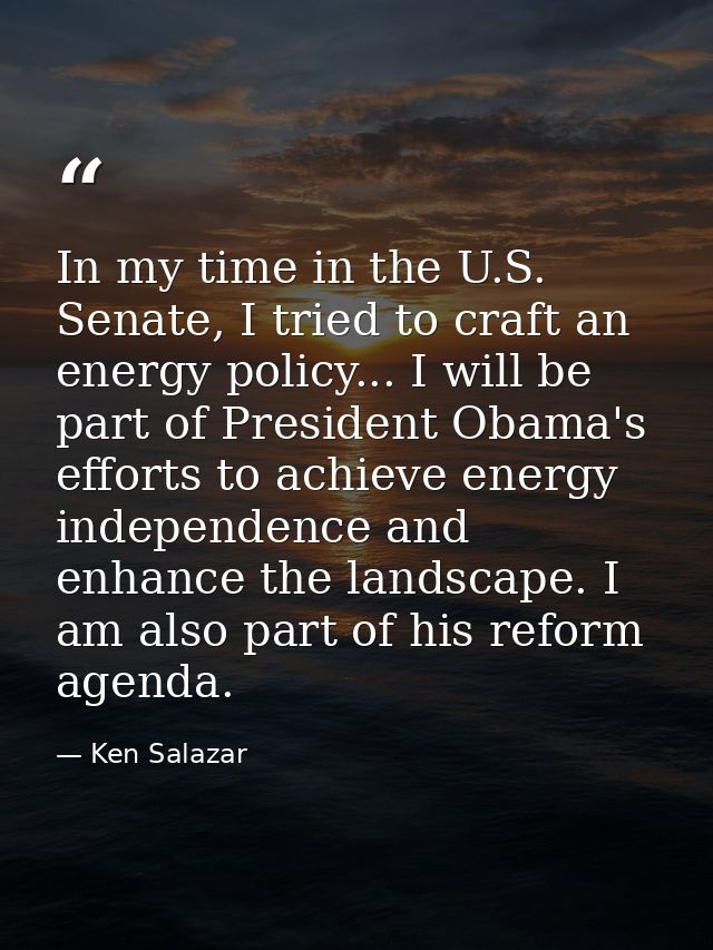 In my time in the U.S. Senate, I tried to craft an energy policy... I will be part of President Obama's efforts to achie — Ken Salazar