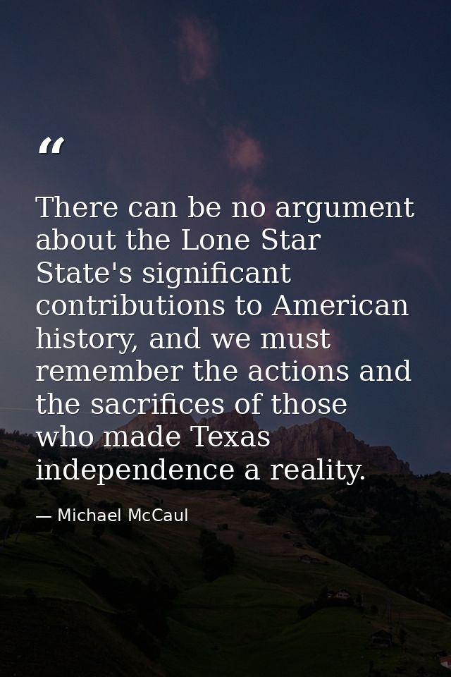 There can be no argument about the Lone Star State's significant contributions to American history, and we must remember — Michael McCaul