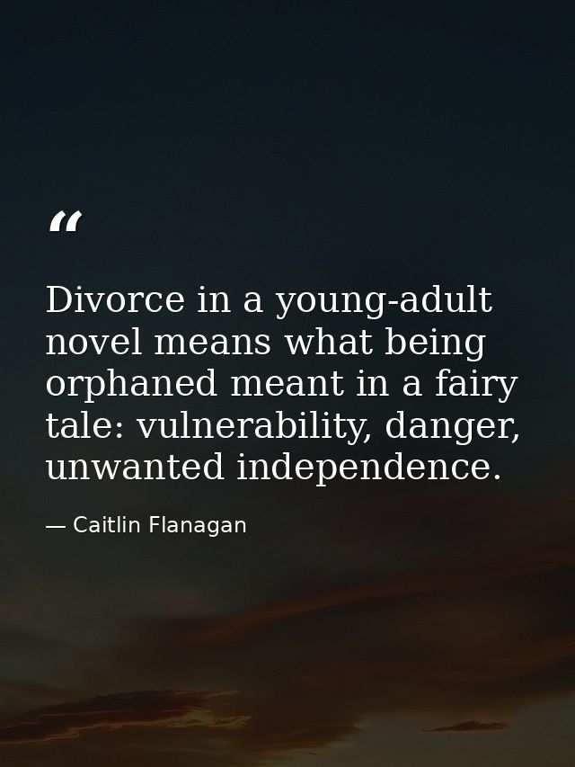Divorce in a young-adult novel means what being orphaned meant in a fairy tale: vulnerability, danger, unwanted independ — Caitlin Flanagan