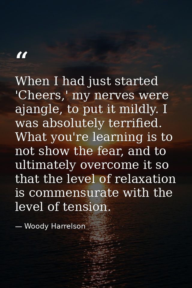 When I had just started 'Cheers,' my nerves were ajangle, to put it mildly. I was absolutely terrified. What you're lear — Woody Harrelson