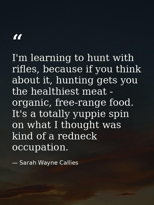 I'm learning to hunt with rifles, because if you think about it, hunting gets you the healthiest meat - organic, free-ra — Sarah Wayne Callies