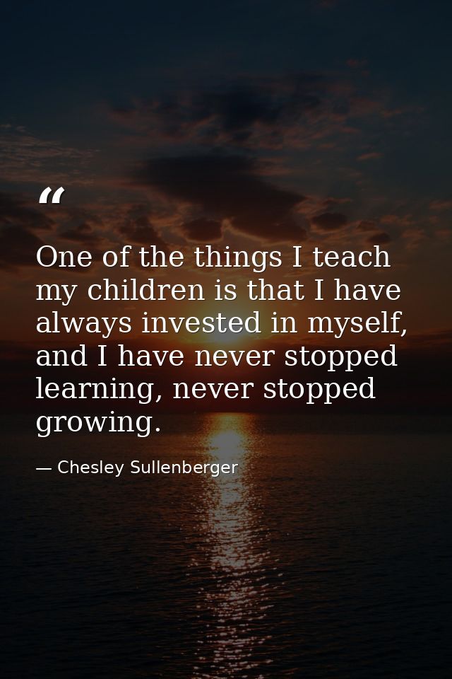 One of the things I teach my children is that I have always invested in myself, and I have never stopped learning, never — Chesley Sullenberger