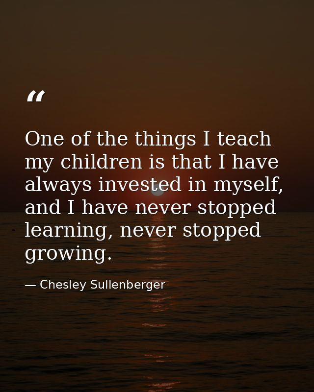 One of the things I teach my children is that I have always invested in myself, and I have never stopped learning, never — Chesley Sullenberger