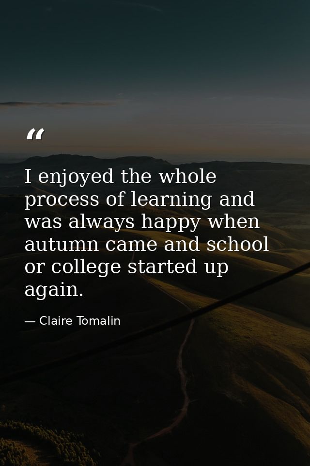 I enjoyed the whole process of learning and was always happy when autumn came and school or college started up again. — Claire Tomalin