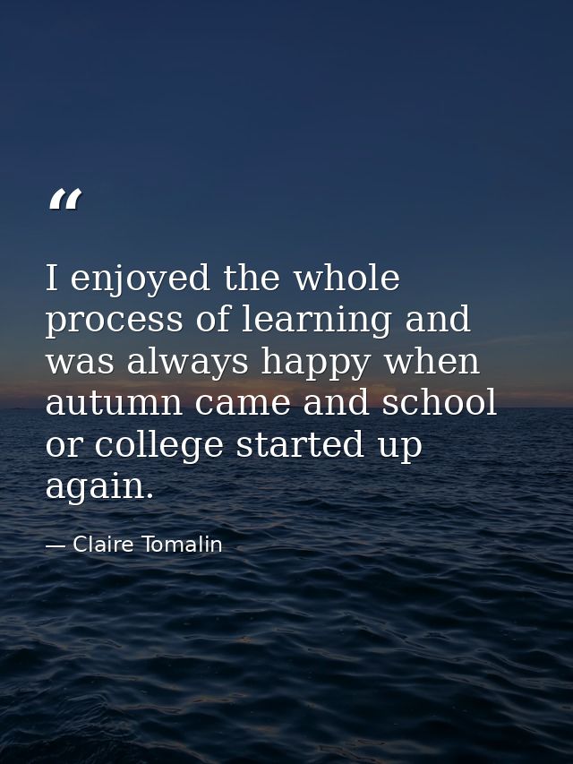 I enjoyed the whole process of learning and was always happy when autumn came and school or college started up again. — Claire Tomalin