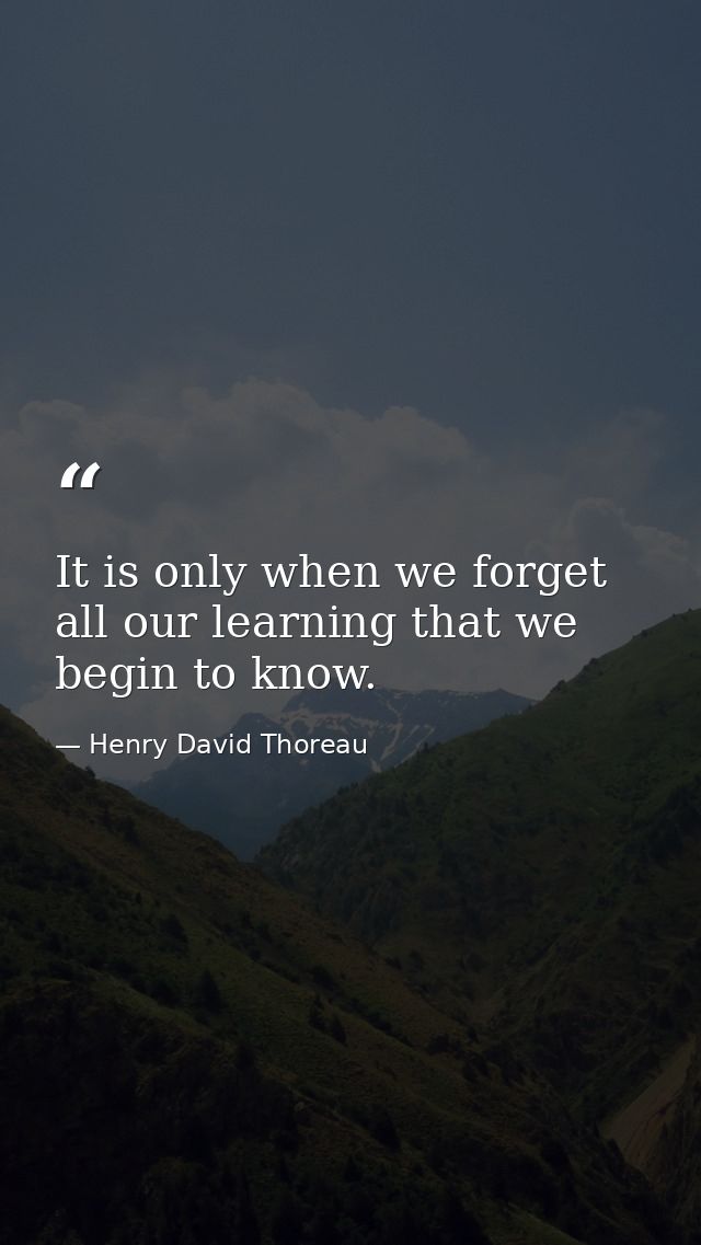 It is only when we forget all our learning that we begin to know. — Henry David Thoreau