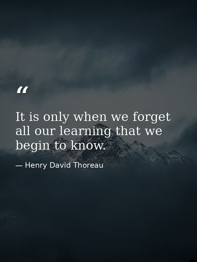 It is only when we forget all our learning that we begin to know. — Henry David Thoreau