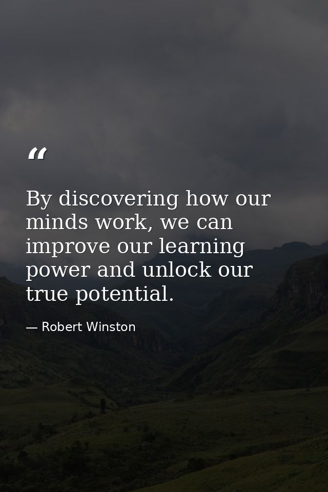 By discovering how our minds work, we can improve our learning power and unlock our true potential. — Robert Winston