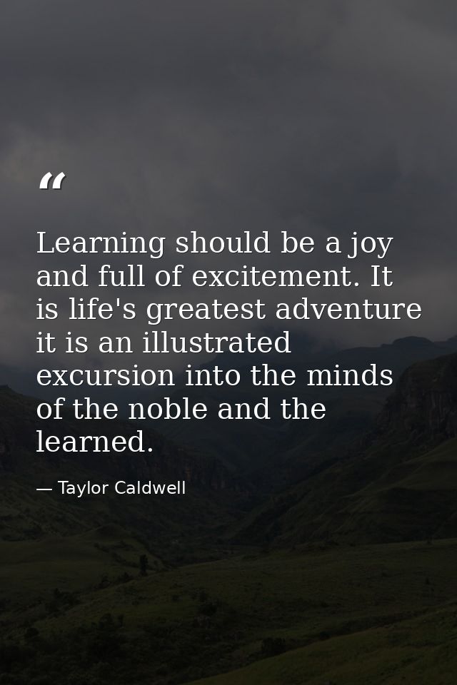 Learning should be a joy and full of excitement. It is life's greatest adventure it is an illustrated excursion into the — Taylor Caldwell