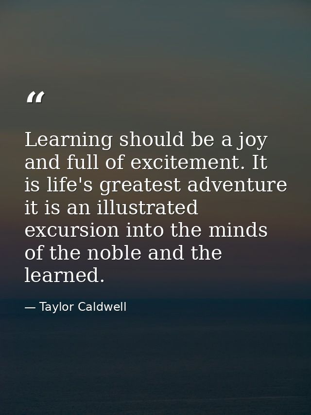 Learning should be a joy and full of excitement. It is life's greatest adventure it is an illustrated excursion into the — Taylor Caldwell