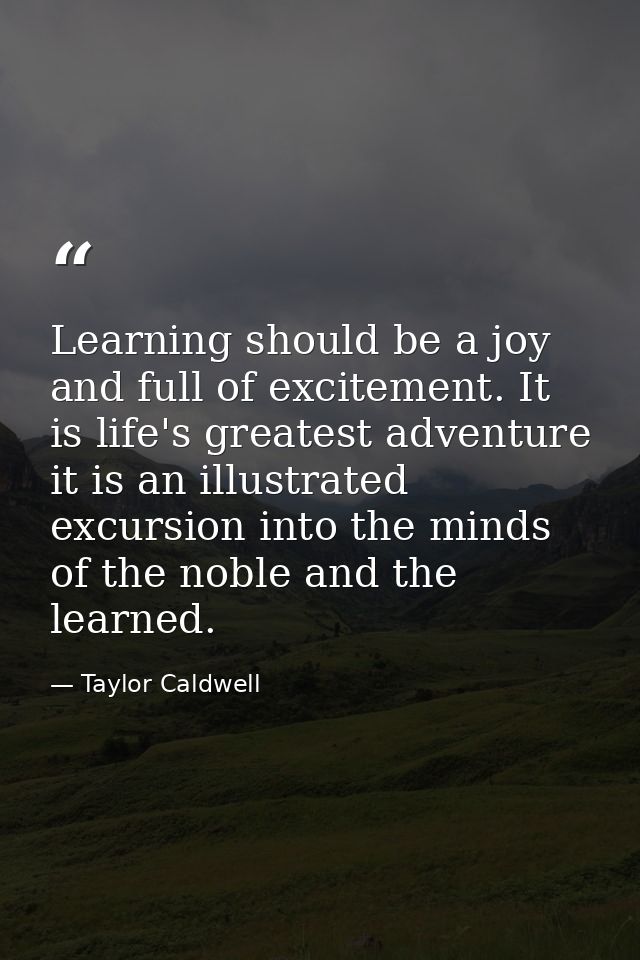 Learning should be a joy and full of excitement. It is life's greatest adventure it is an illustrated excursion into the — Taylor Caldwell
