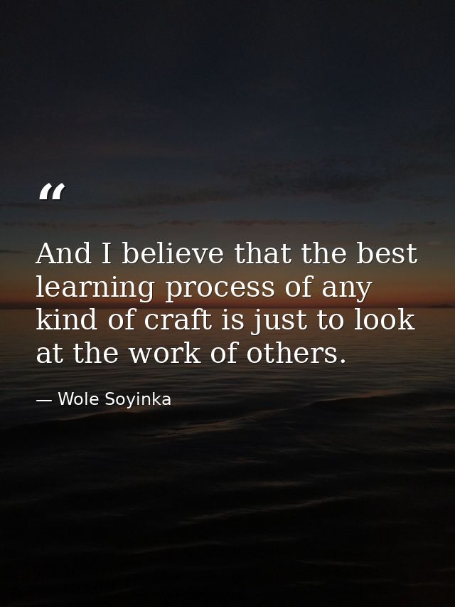 And I believe that the best learning process of any kind of craft is just to look at the work of others. — Wole Soyinka