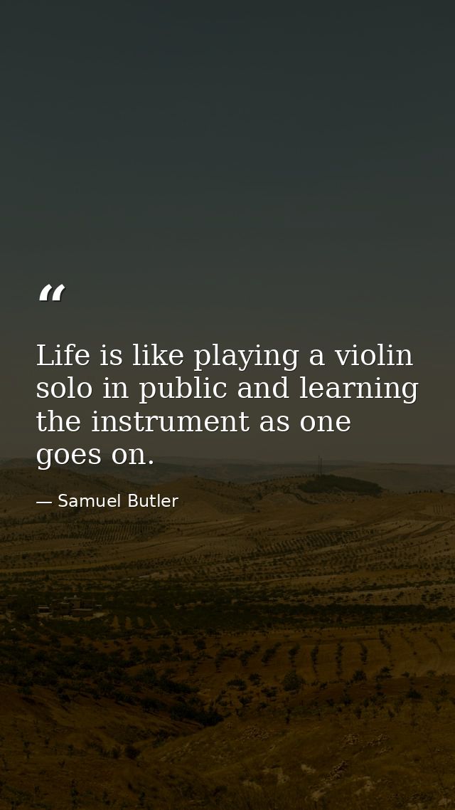 Life is like playing a violin solo in public and learning the instrument as one goes on. — Samuel Butler