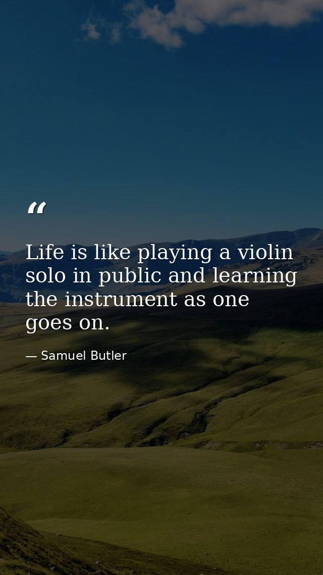Life is like playing a violin solo in public and learning the instrument as one goes on. — Samuel Butler