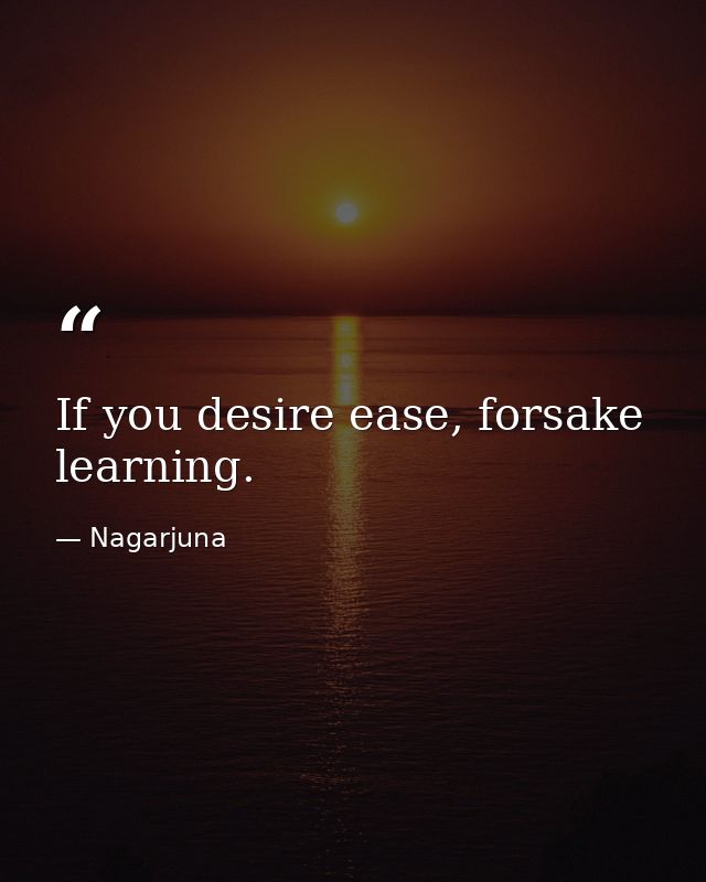 If you desire ease, forsake learning. — Nagarjuna