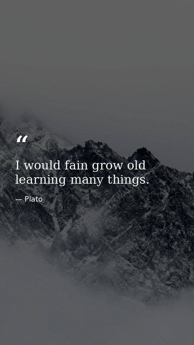 I would fain grow old learning many things. — Plato