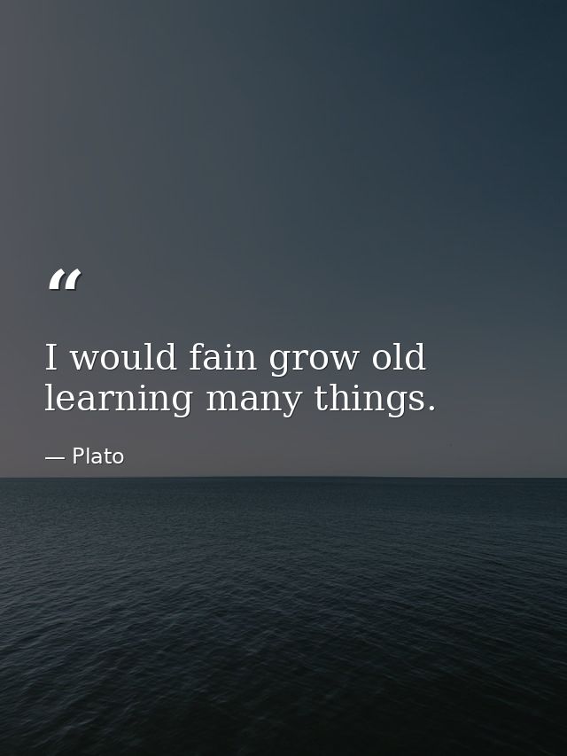 I would fain grow old learning many things. — Plato