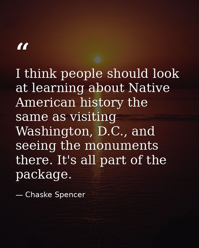 I think people should look at learning about Native American history the same as visiting Washington, D.C., and seeing t — Chaske Spencer