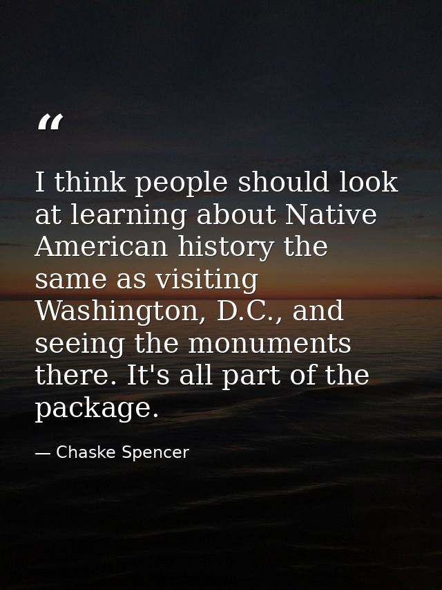 I think people should look at learning about Native American history the same as visiting Washington, D.C., and seeing t — Chaske Spencer