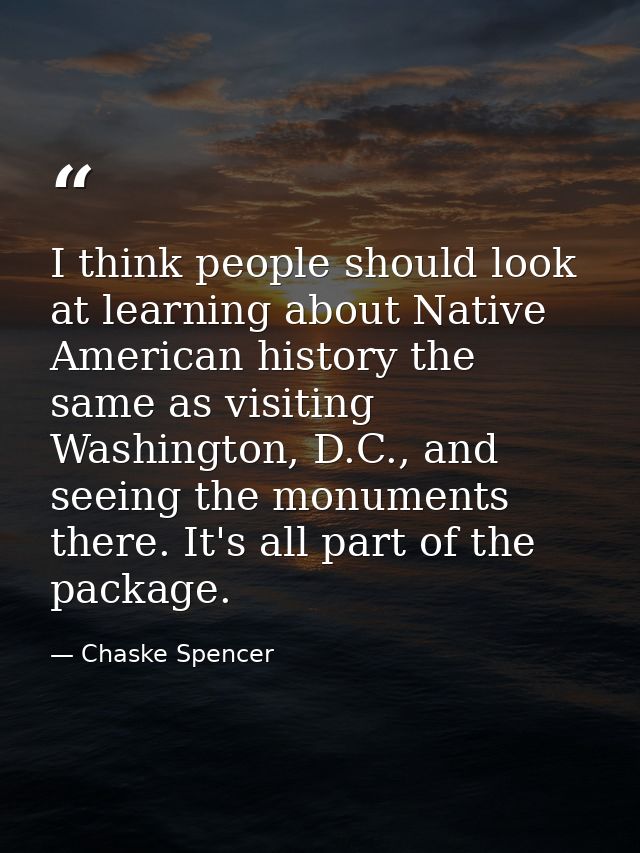 I think people should look at learning about Native American history the same as visiting Washington, D.C., and seeing t — Chaske Spencer