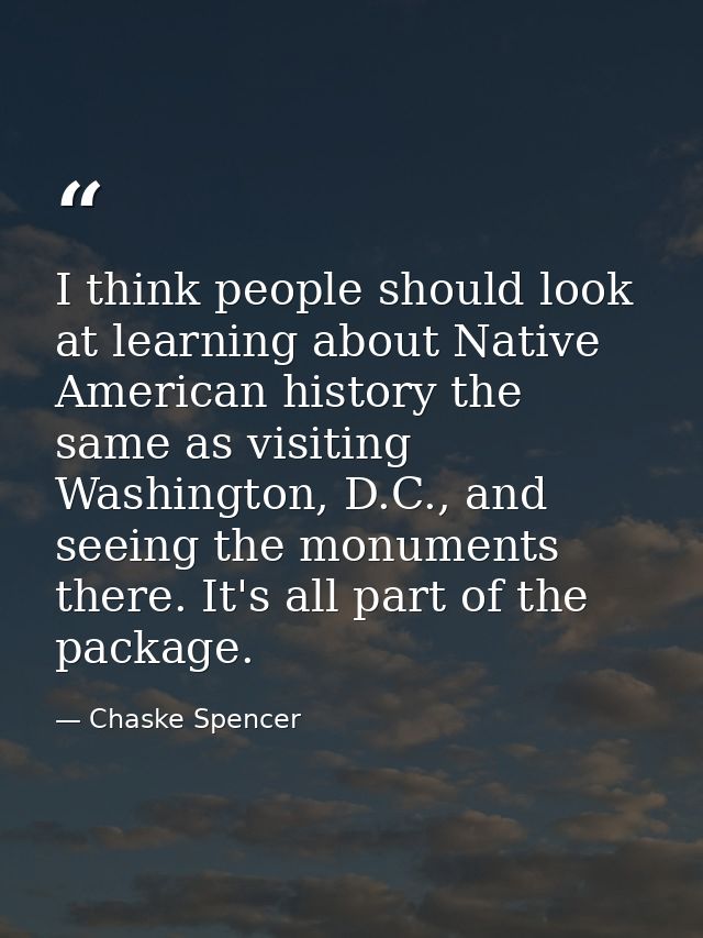 I think people should look at learning about Native American history the same as visiting Washington, D.C., and seeing t — Chaske Spencer