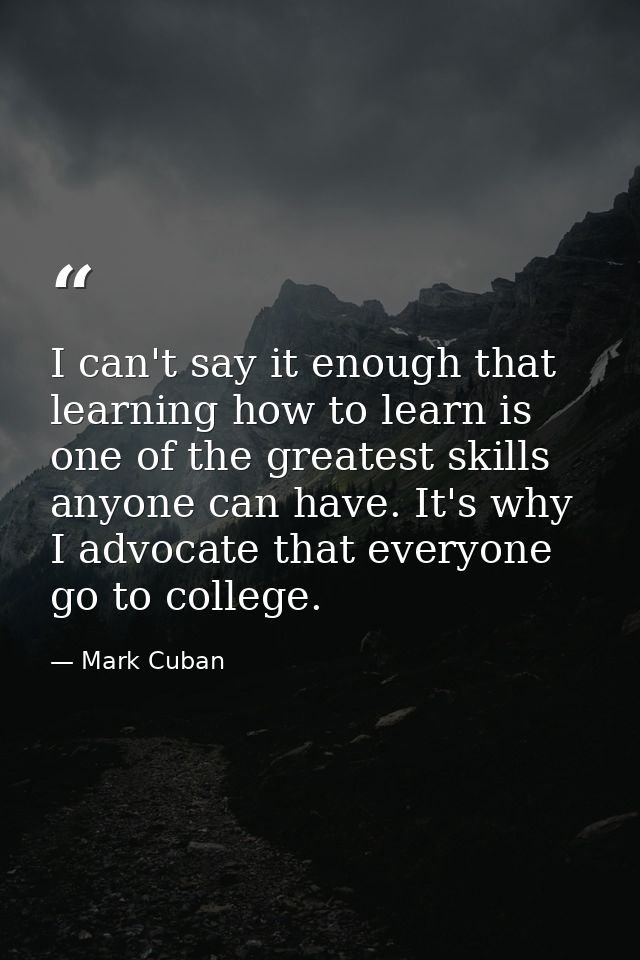 I can't say it enough that learning how to learn is one of the greatest skills anyone can have. It's why I advocate that — Mark Cuban