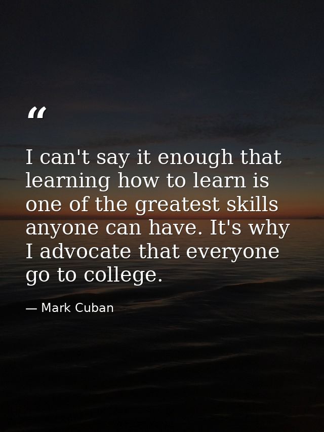 I can't say it enough that learning how to learn is one of the greatest skills anyone can have. It's why I advocate that — Mark Cuban