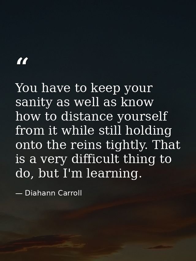 You have to keep your sanity as well as know how to distance yourself from it while still holding onto the reins tightly — Diahann Carroll