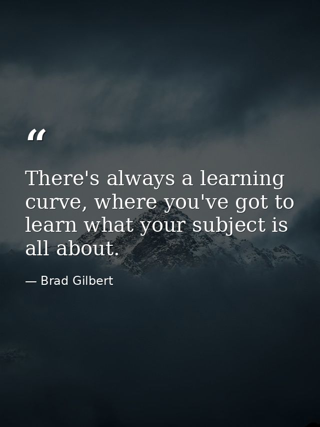 There's always a learning curve, where you've got to learn what your subject is all about. — Brad Gilbert