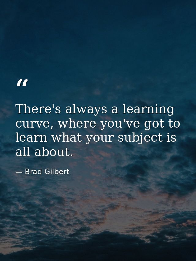 There's always a learning curve, where you've got to learn what your subject is all about. — Brad Gilbert