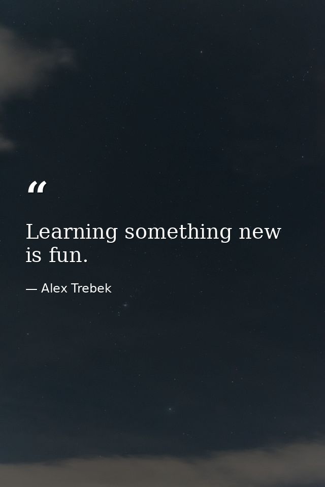 Learning something new is fun. — Alex Trebek