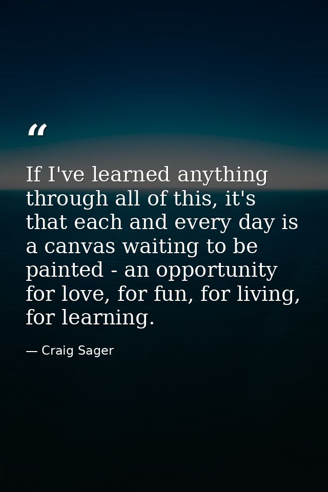 If I've learned anything through all of this, it's that each and every day is a canvas waiting to be painted - an opport — Craig Sager