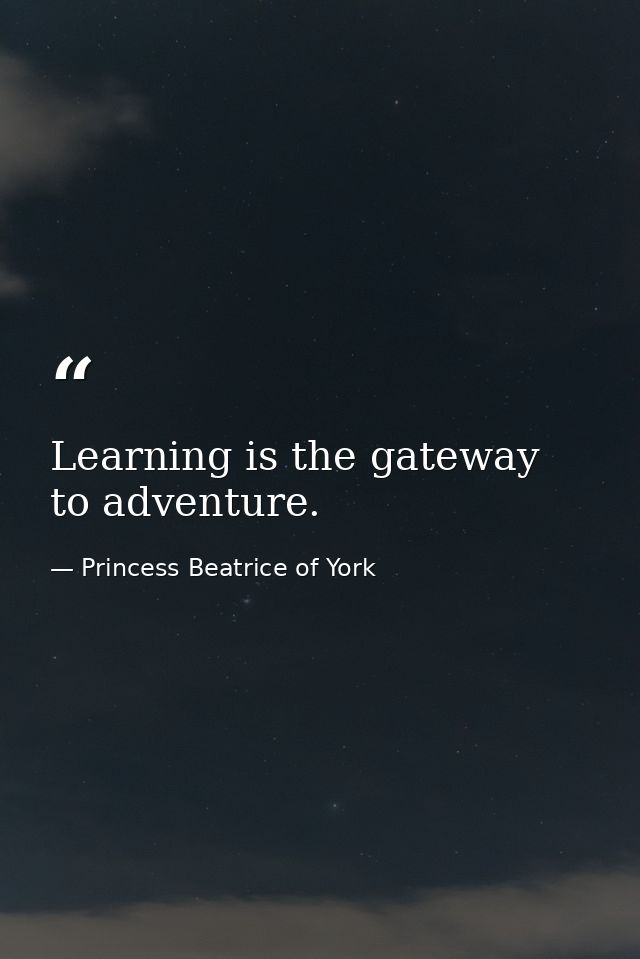 Learning is the gateway to adventure. — Princess Beatrice of York