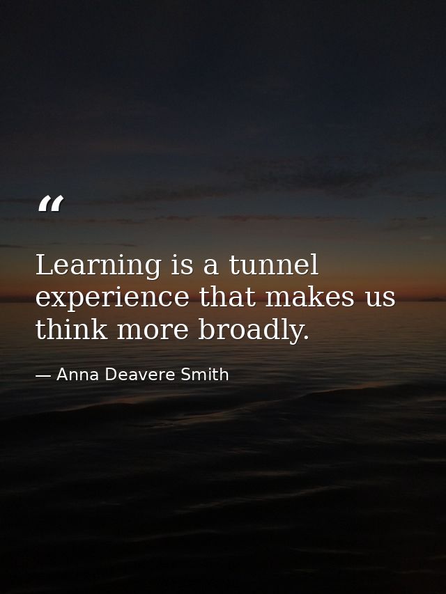 Learning is a tunnel experience that makes us think more broadly. — Anna Deavere Smith