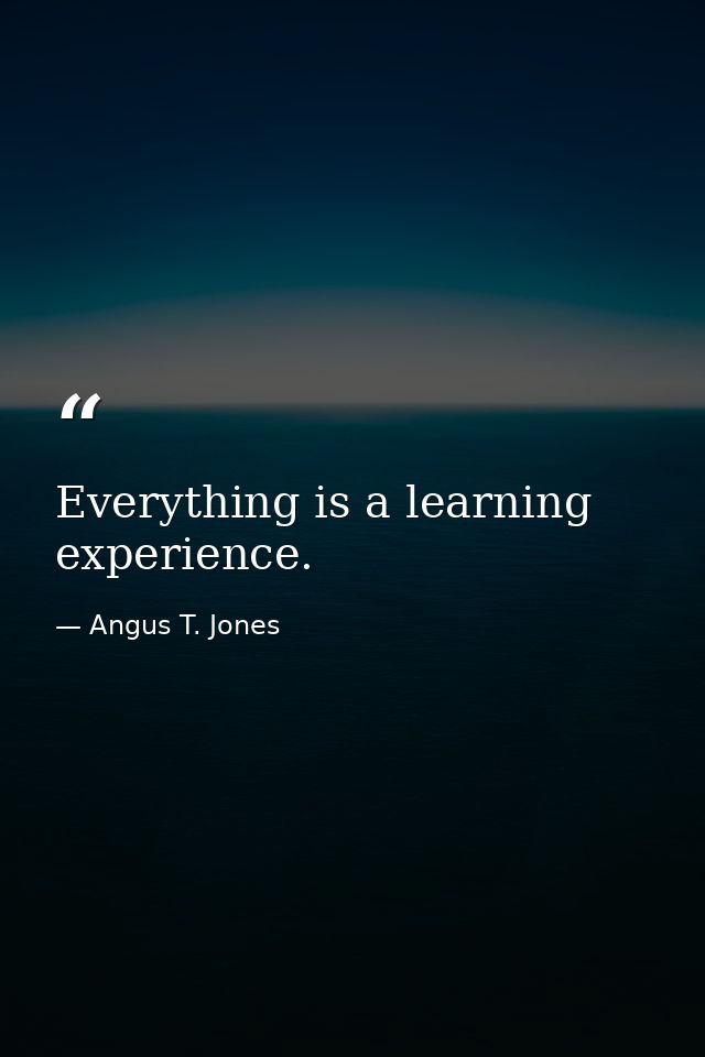 Everything is a learning experience. — Angus T. Jones