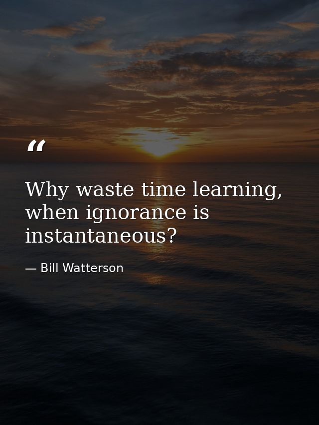 Why waste time learning, when ignorance is instantaneous? — Bill Watterson