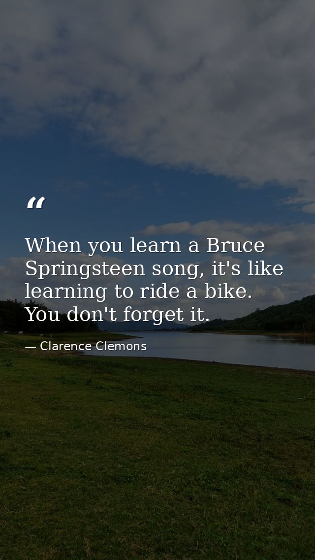 When you learn a Bruce Springsteen song, it's like learning to ride a bike. You don't forget it. — Clarence Clemons