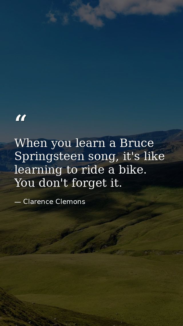 When you learn a Bruce Springsteen song, it's like learning to ride a bike. You don't forget it. — Clarence Clemons