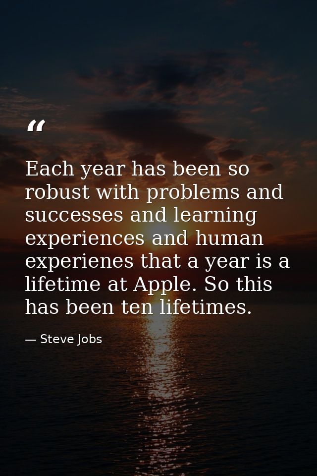 Each year has been so robust with problems and successes and learning experiences and human experienes that a year is a  — Steve Jobs
