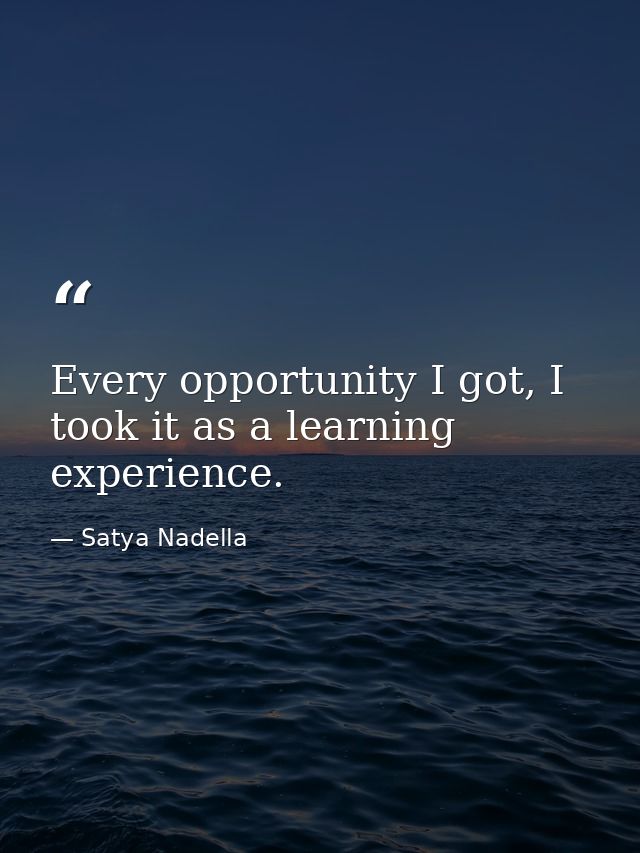 Every opportunity I got, I took it as a learning experience. — Satya Nadella