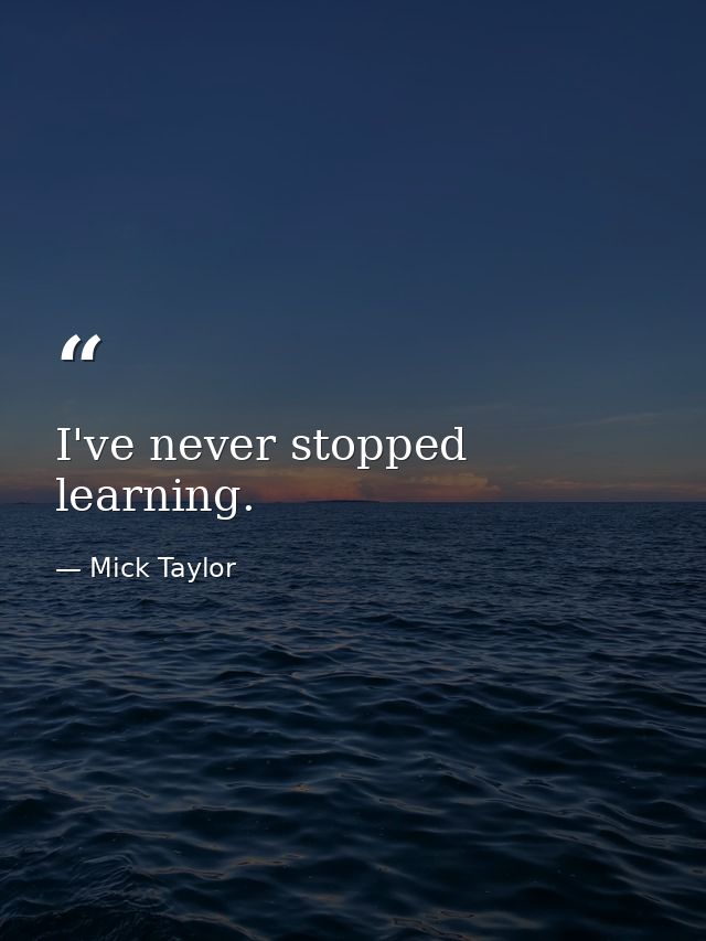 I've never stopped learning. — Mick Taylor