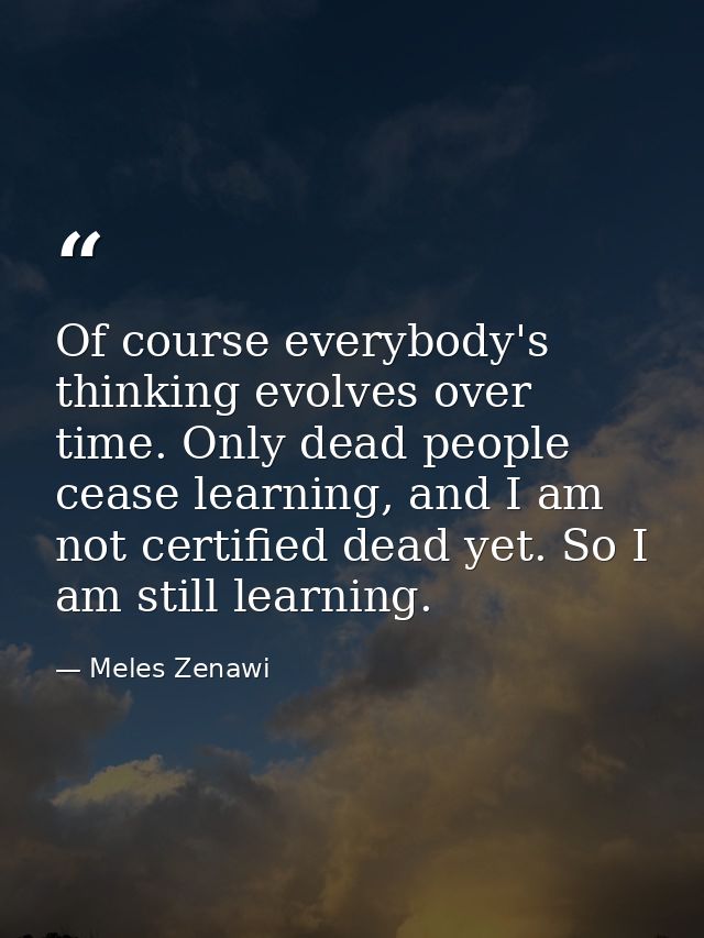 Of course everybody's thinking evolves over time. Only dead people cease learning, and I am not certified dead yet. So I — Meles Zenawi
